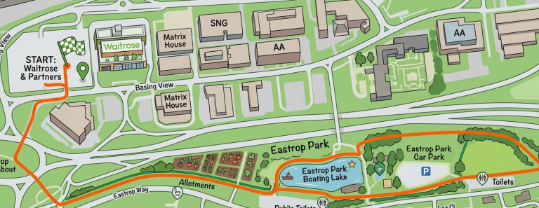 Mental health walks Basingstoke map for 1st walk